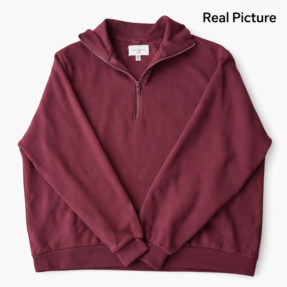 Lou & Grey Maroon Quarter-Zip Sweatshirt - Picture 2 of 3